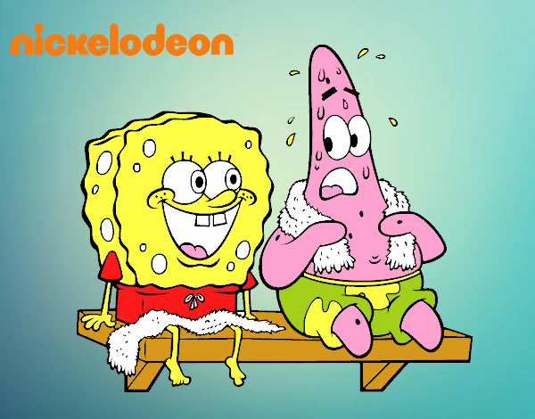 Bob Esponja y Patricio en bañador