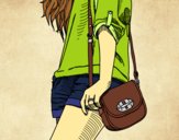 Dibujo Chica con bolso pintado por CuteCake