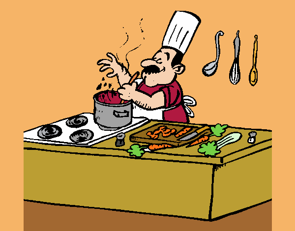 Cocinero en la cocina