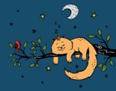 Dibujo El gato y la luna pintado por CuteCake