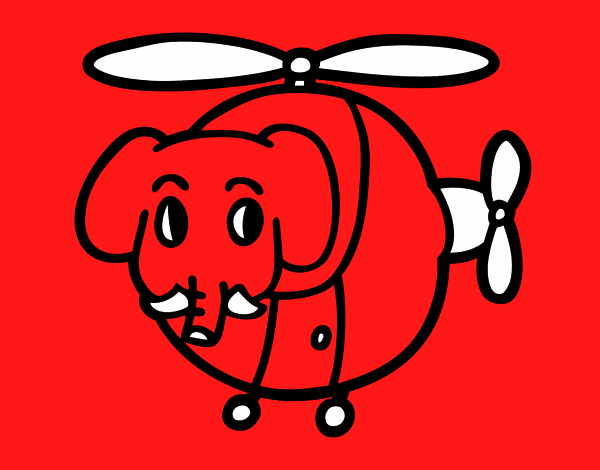 Helióptero con elefante