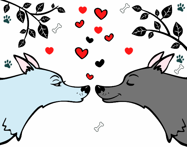 Dibujo de Lobos enamorados pintado por en  el día 26-02-16 a las  18:33:02. Imprime, pinta o colorea tus propios dibujos!