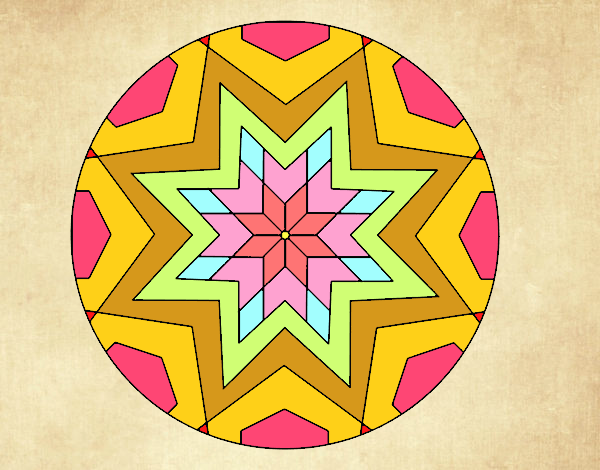 Dibujo Mandala mosaico estrella pintado por valemb