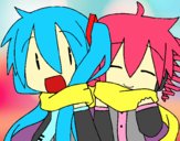 Miku y Len con bufanda