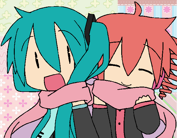 Miku y Len con bufanda