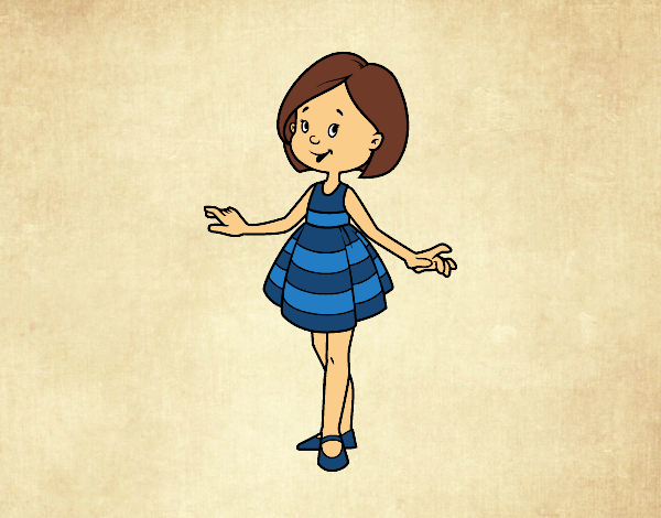 Dibujo Niña con vestido corto pintado por CuteCake