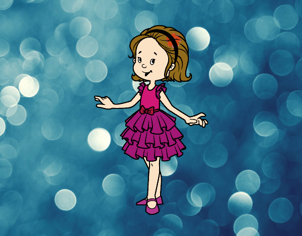 Dibujo Niña con vestido de fiesta pintado por ari1