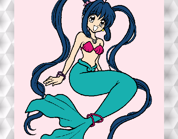 Dibujo Sirena con perlas pintado por ElenaG
