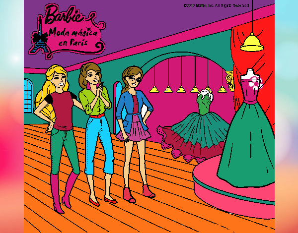 Dibujo Barbie mirando vestidos pintado por pepela