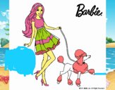 Barbie paseando a su mascota