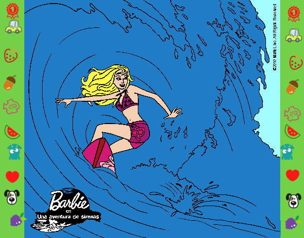 Barbie practicando surf