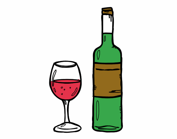 Dibujo de Botella de vino y copa pintado por en  el día 01-03-16  a las 01:25:05. Imprime, pinta o colorea tus propios dibujos!