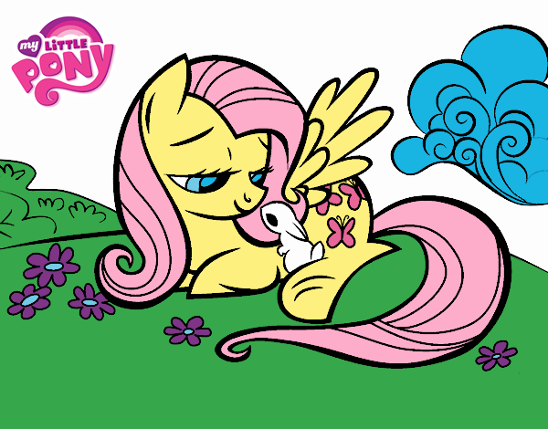 Fluttershy con un conejito