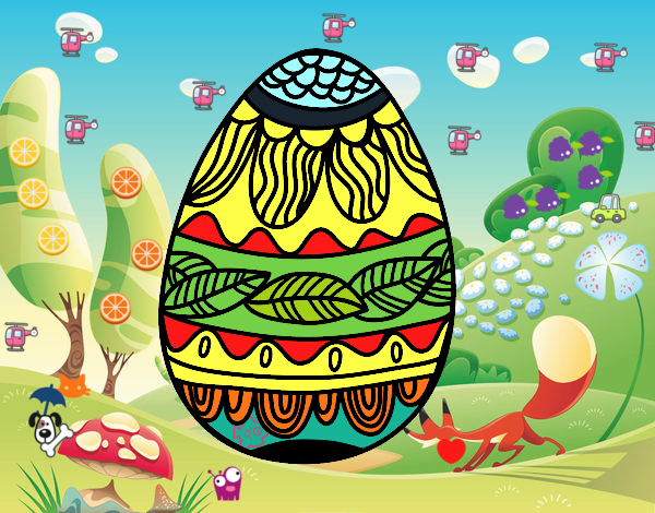 Huevo de Pascua estampado vegetal