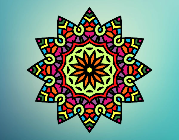 Dibujo Mandala estrella floral pintado por OLDI