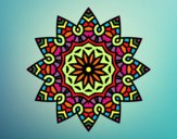 Dibujo Mandala estrella floral pintado por OLDI