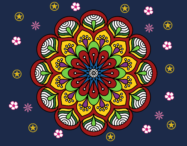 Mandala flor y hojas