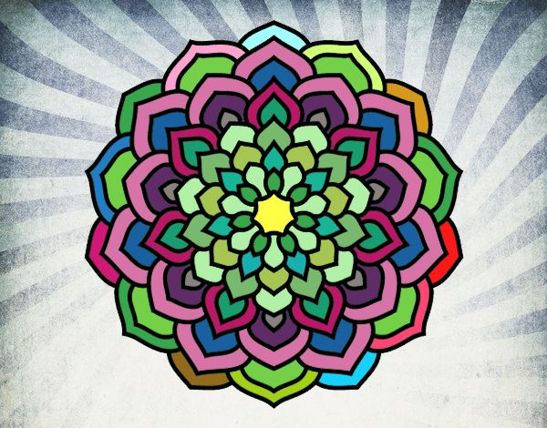 Dibujo Mandala pétalos de flor pintado por Samary 
