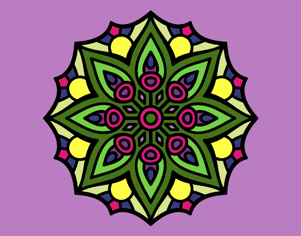 Dibujo Mandala simetría sencilla pintado por OLDI