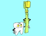 Dibujo Muela y cepillo de dientes pintado por LUCIARC