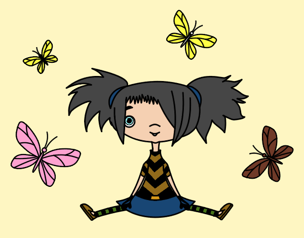 Niña con mariposas