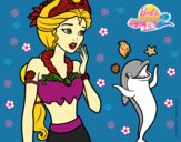 Dibujo Sirena con delfín pintado por linda423