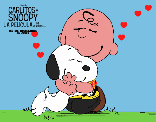 Snoopy y Carlitos abrazados