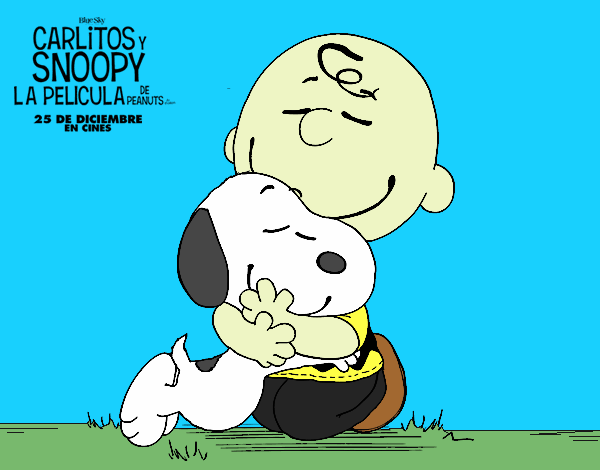 Snoopy y Carlitos abrazados