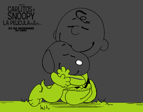 Snoopy y Carlitos abrazados