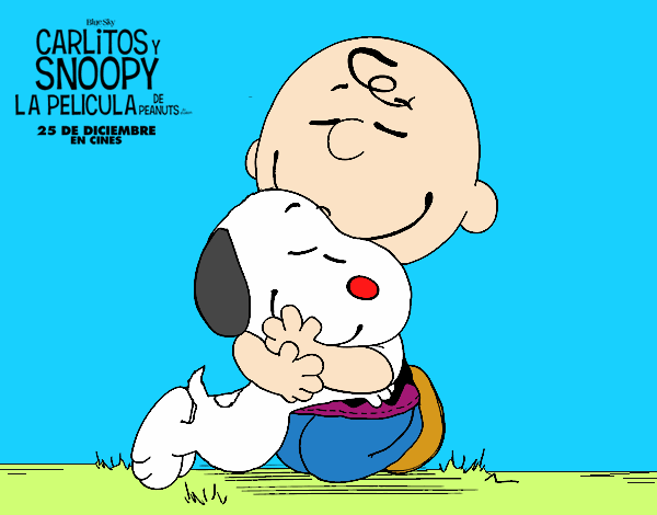 Snoopy y Carlitos abrazados