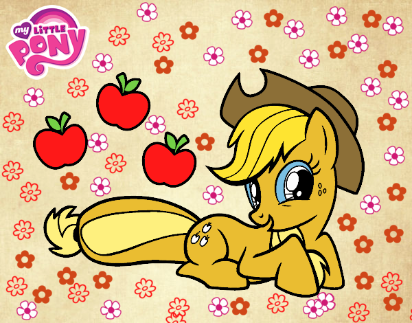 Dibujo Applejack y sus manzanas pintado por Elicito