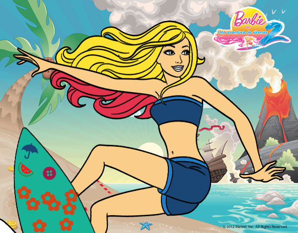 Barbie surfeando