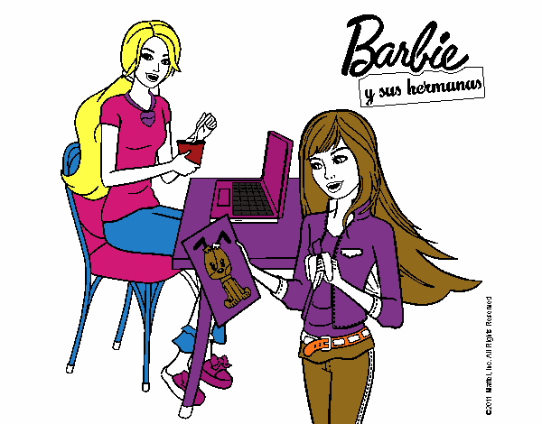 Dibujo De Barbie Y Su Hermana Merendando Pintado Por En Dibujos Net El D A A Las