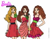 Dibujo Barbie y sus amigas vestidas de fiesta pintado por tamiii