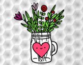 Dibujo Bote con flores silvestres y un corazón pintado por namerme