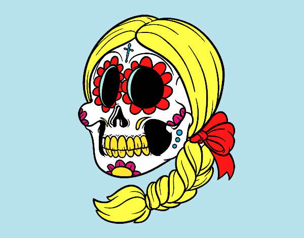 Calavera mejicana con trenza