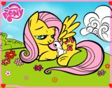 Fluttershy con un conejito