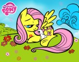 Fluttershy con un conejito