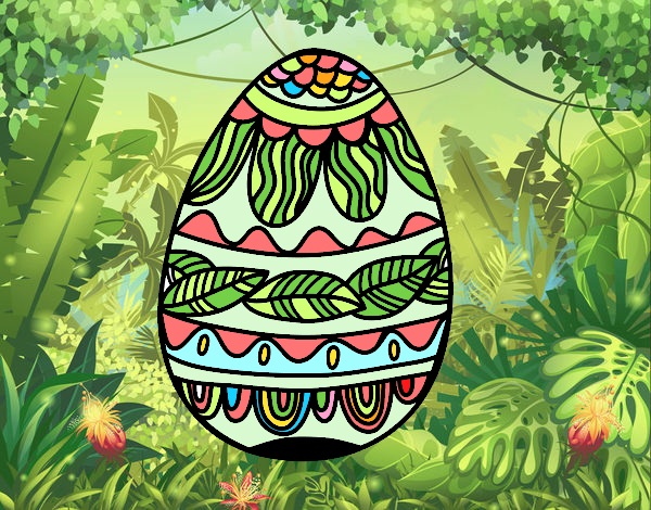 Huevo de Pascua estampado vegetal