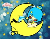 Dibujo Luna Kawaii pintado por pintas