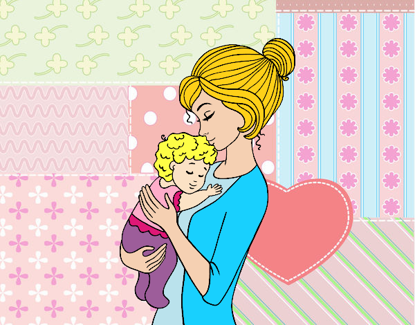 Dibujo Madre cogiendo al bebé pintado por 3lsa