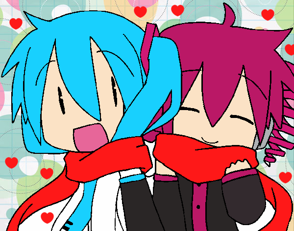 Miku y Len con bufanda