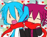 Miku y Len con bufanda