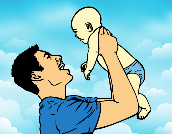 Dibujo Padre y bebé pintado por LunaLunita