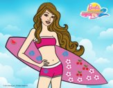 Barbie con tabla de surf