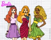 Dibujo Barbie y sus amigas vestidas de fiesta pintado por nirvanna