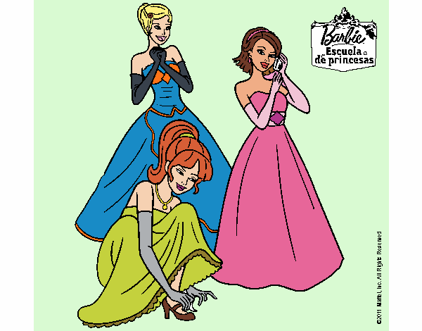 Dibujo Barbie y sus amigas vestidas de gala pintado por nirvanna