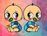 Dibujo Bebés gemelos pintado por julyg