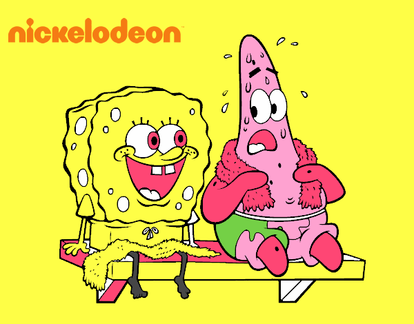 Bob Esponja y Patricio en bañador