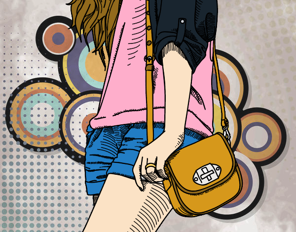 Dibujo Chica con bolso pintado por luliilu
